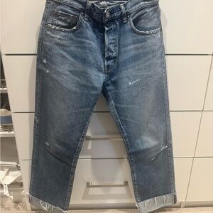Moussy Vintage Blue Relaxed Fit Distressed Jeans